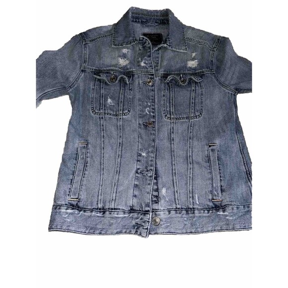 Abercrombie & Fitch Distressed Jean Jacket Size Small Womens Long Sleeve - Picture 8 of 8